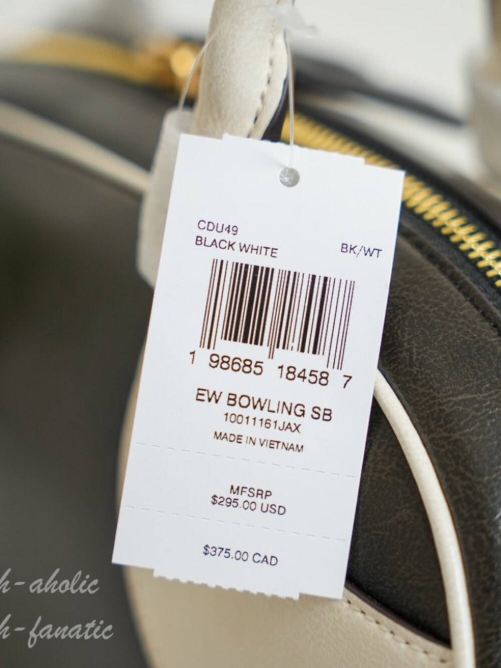 Coach Coachtopia CDU49 Bowling Shoulder Bag Upcrafted Leather Black/Chalk NWT - Picture 9 of 16